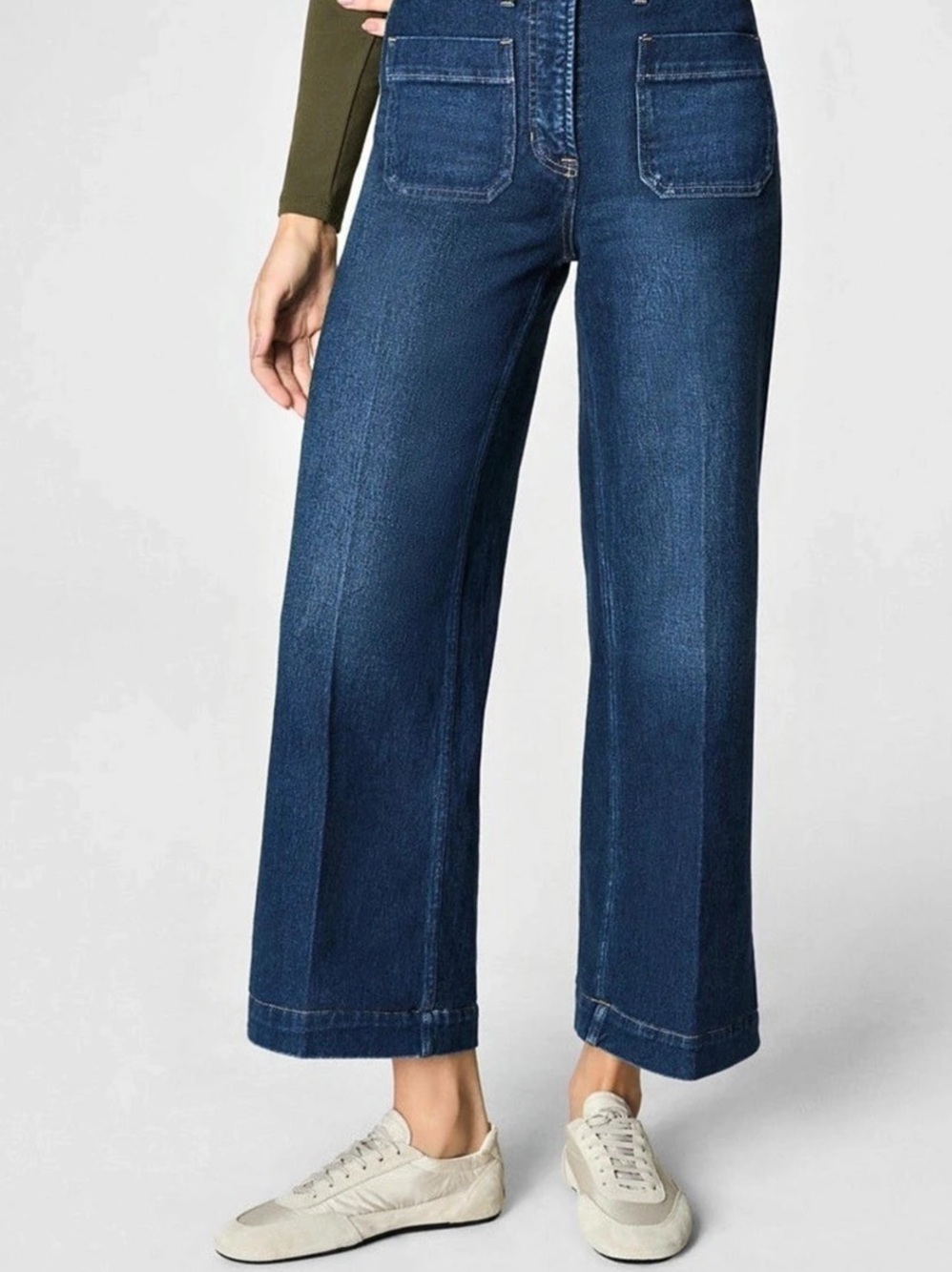 SPANX SPANXshape Authentic 360 Easy Flare Jeans with Patch Pockets Wide Leg
